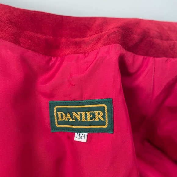 Danier leather suede red coat with should pads - Picture 3 of 3